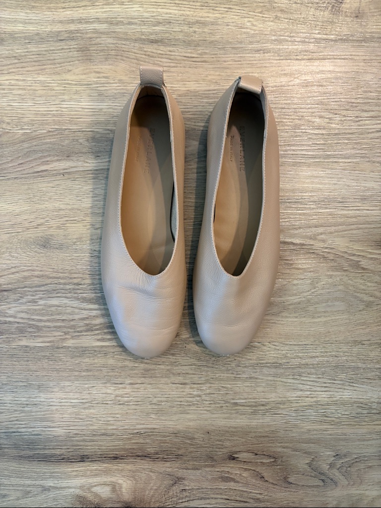 Everlane Neutral Tan Leather Ballet Flats Day Gloves Slip-Ons